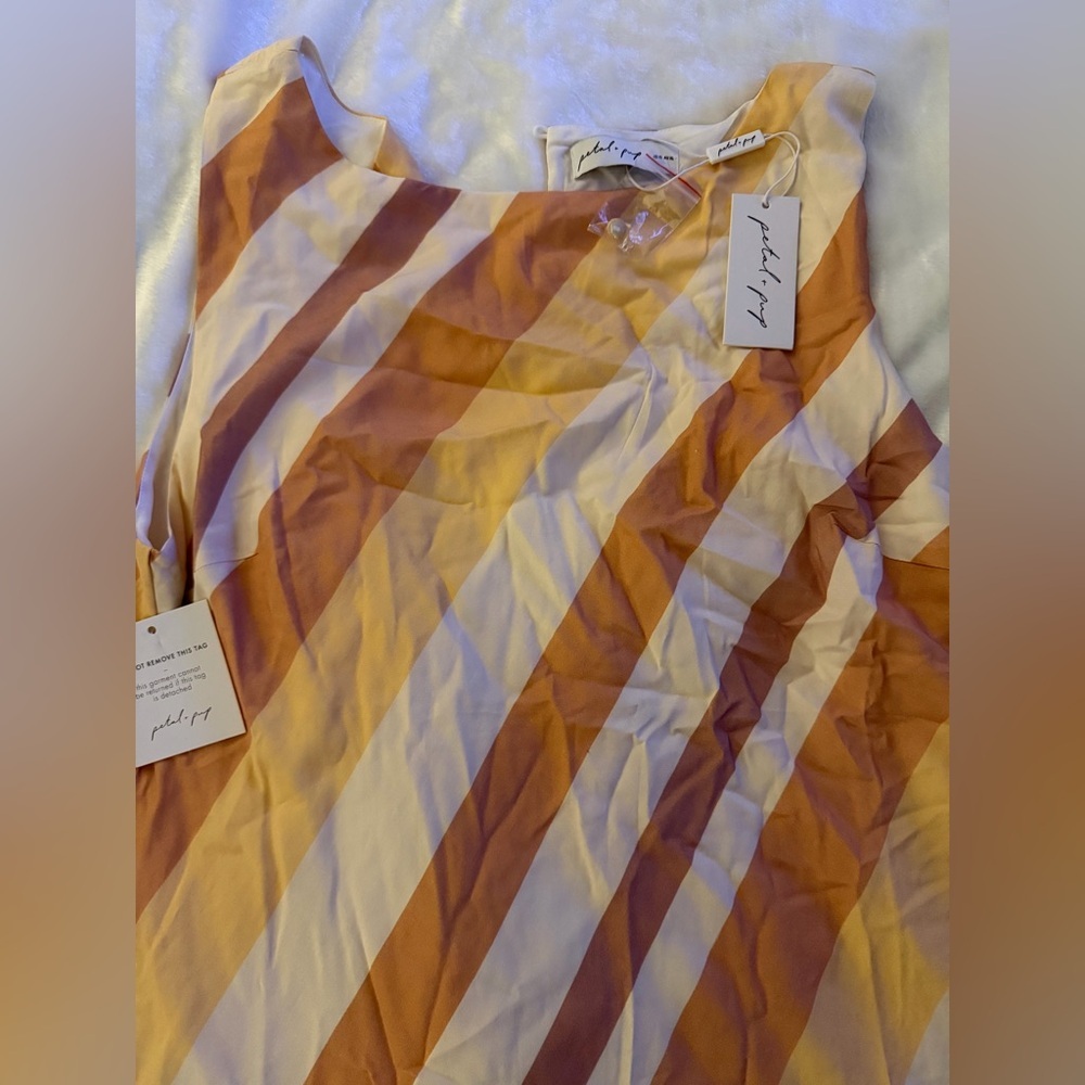 Petal & Pup Striped Tan and Cream Maxi Dress - Picture 4 of 12